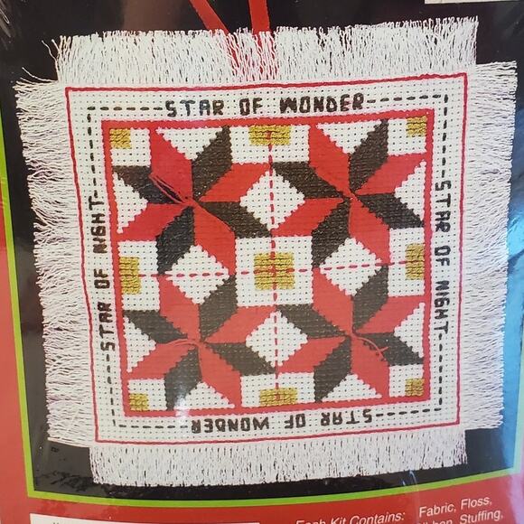 Cross My Heart Christmas Quilt Kit Cross Stitch Star of Wonder Vintage 1996 NEW - Picture 2 of 5